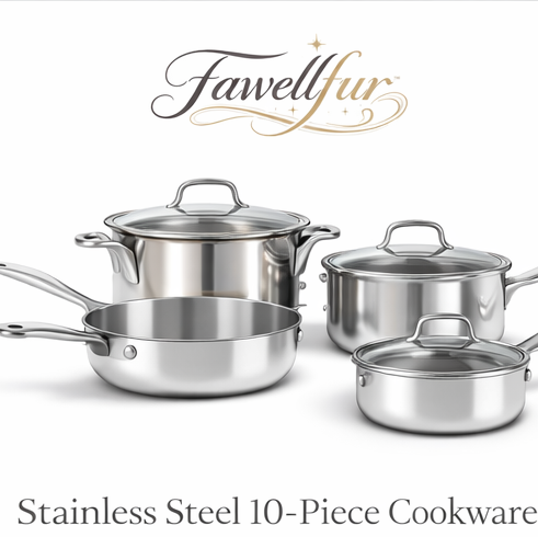 Fawellfur™ Stainless Steel 10-Piece Cookware Set