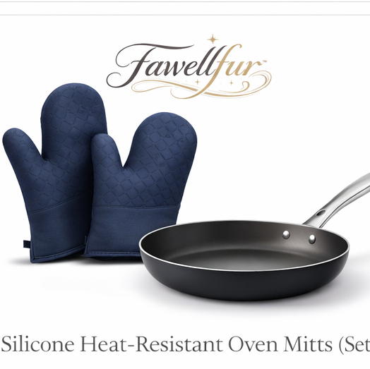 Fawellfur™ Silicone Heat-Resistant Oven Mitts (Set of 2)